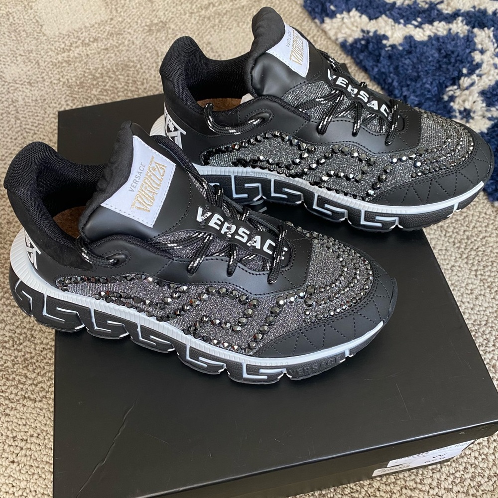 Versace Black Swarovski Trigreca Sneaker
